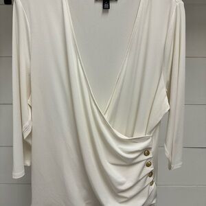 Cable & Gauge Cream Blouse with Gold Buttons